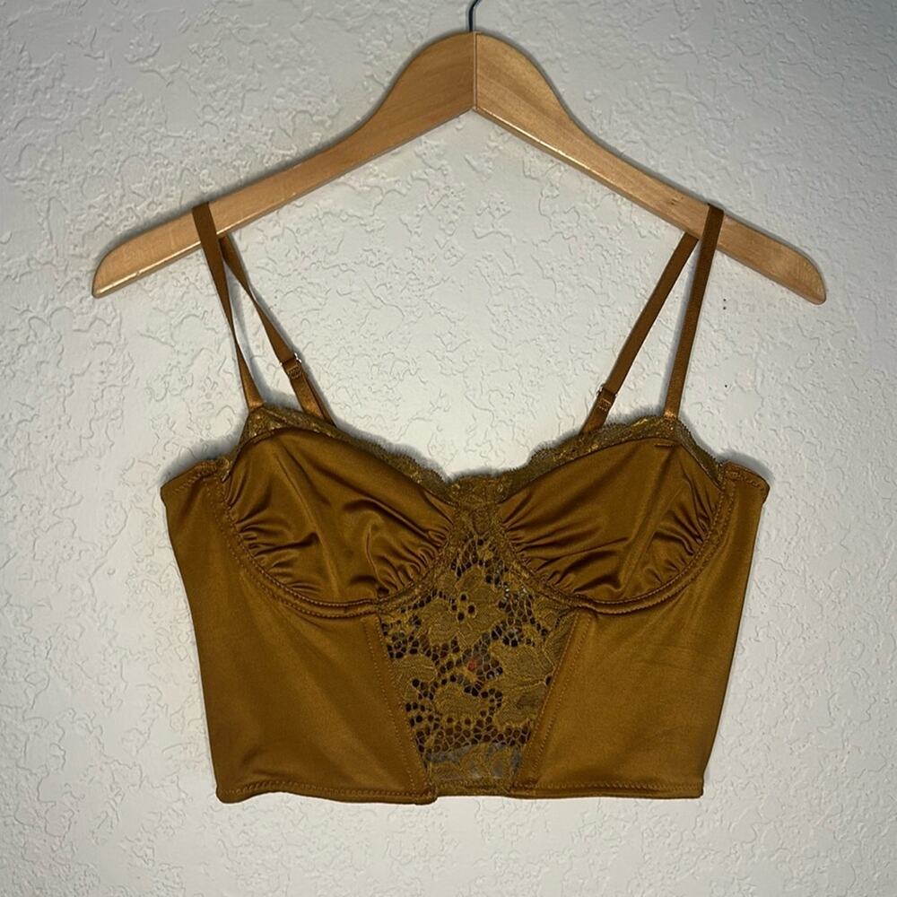 NEW Mono B Brown Lace Bustier Bra Medium Lacy Lace Sexy Date Night Cosplay